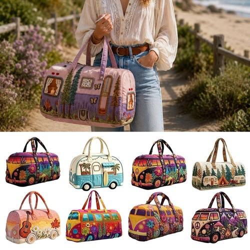 Unisex boho quilted weekender - quilted,