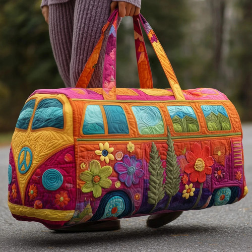 Unisex boho quilted weekender - quilted,